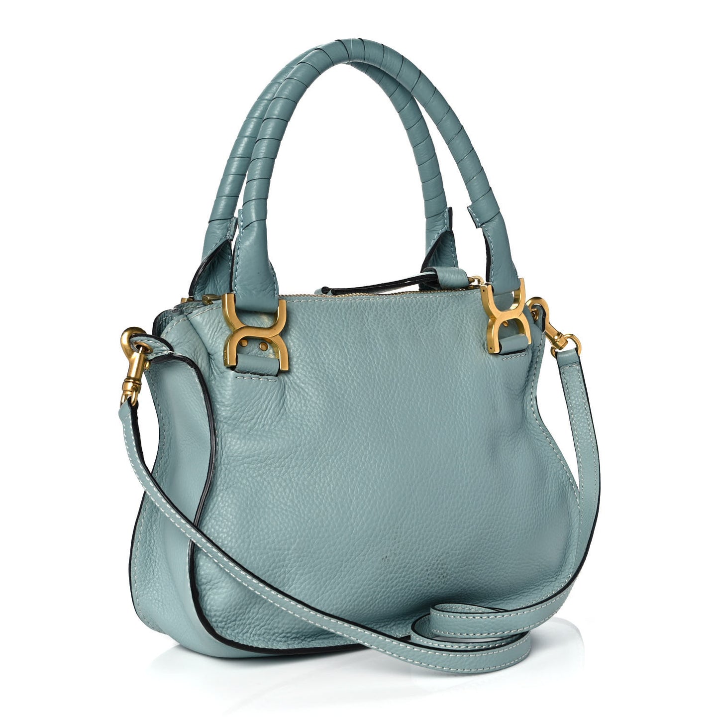 Calfskin Small Marcie Satchel Faded Blue