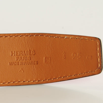 Hermes Shiny Porosus Crocodile 32mm Belt Strap 95 Rose Scheherazade 3 of 5