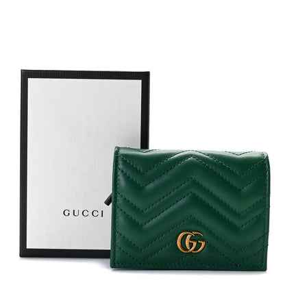 Gucci Calfskin Matelasse GG Marmont Card Case Wallet Emerald 9 of 9