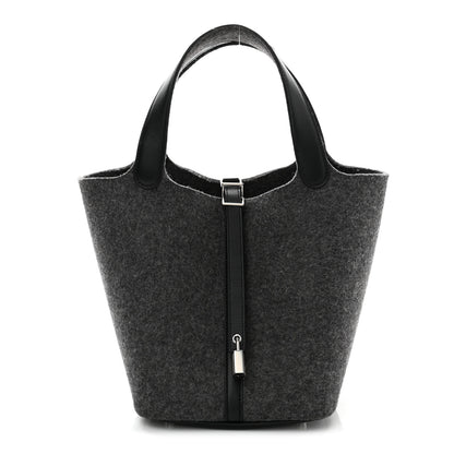 Hermes Feutre Swift Picotin Lock 22 MM Gris Moyen Black 1 of 11