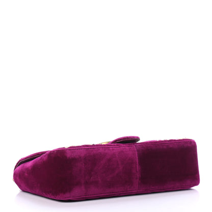 Gucci Velvet Matelasse Embroidered Small GG Marmont Shoulder Bag Fuchsia Violet Cyclamen 3 of 4