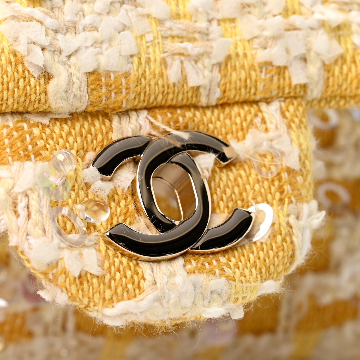 Chanel Tweed Beaded Medium Double Flap  Yellow White 11 of 11