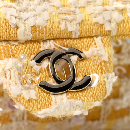 Chanel Tweed Beaded Medium Double Flap  Yellow White 11 of 11
