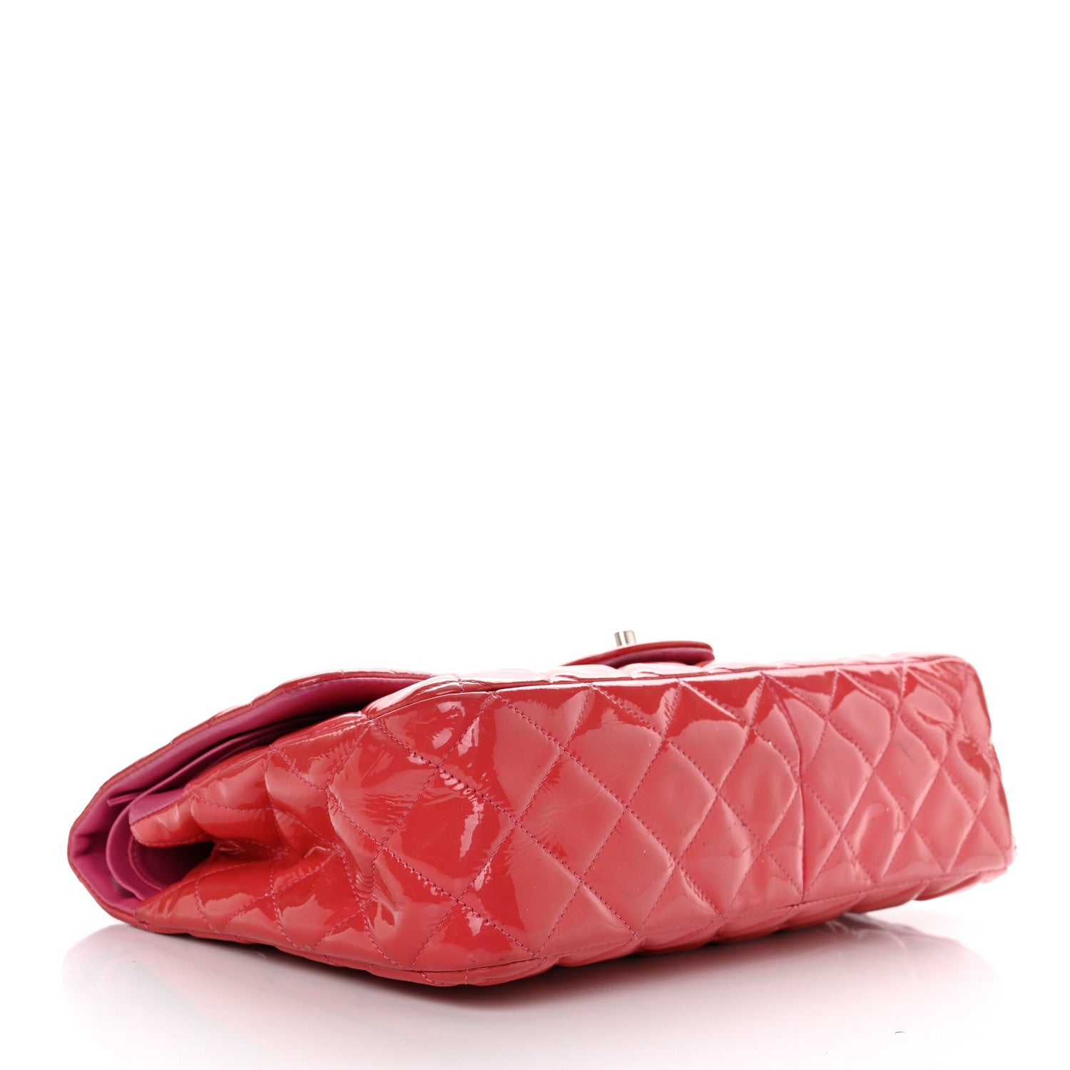 Chanel Patent Quilted Jumbo Double Flap Pink 4 of 13