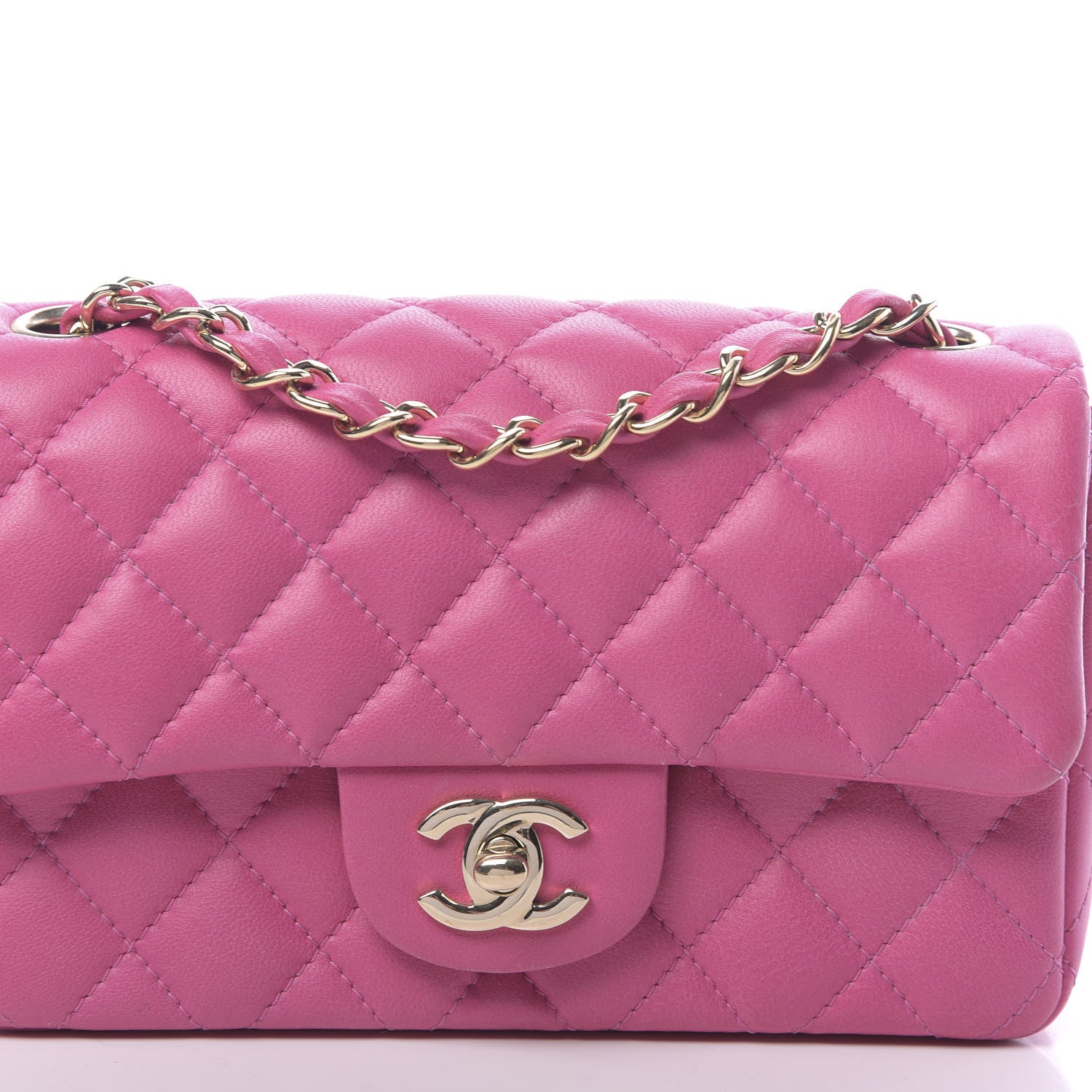 Chanel Lambskin Quilted Mini Rectangular Flap Dark Pink 8 of 10