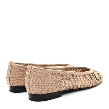 Chanel Raffia Cap Toe Ballerina Flats 37.5 Beige 5 of 9