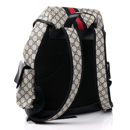Gucci GG Supreme Monogram Medium Ophidia Double Buckle Backpack Beige Blue Black 3 of 14