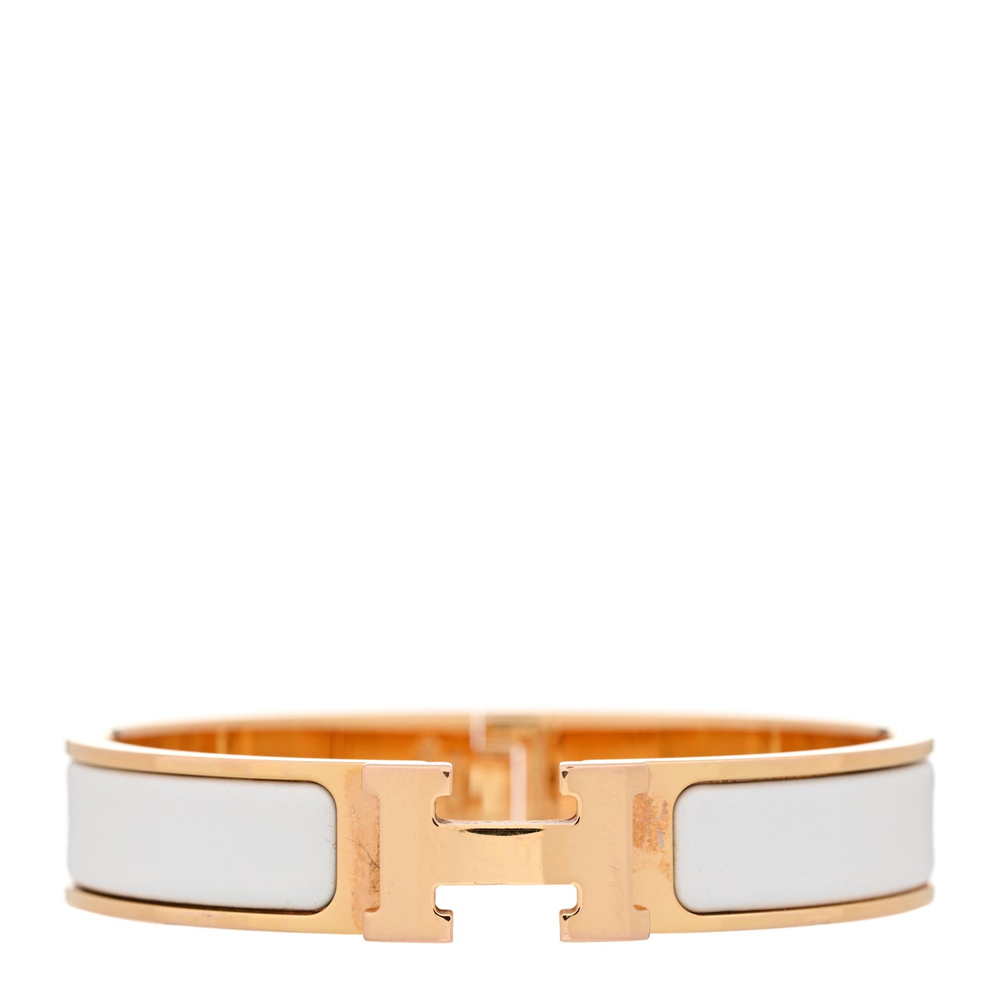 Enamel Narrow Clic Clac H Bracelet PM White