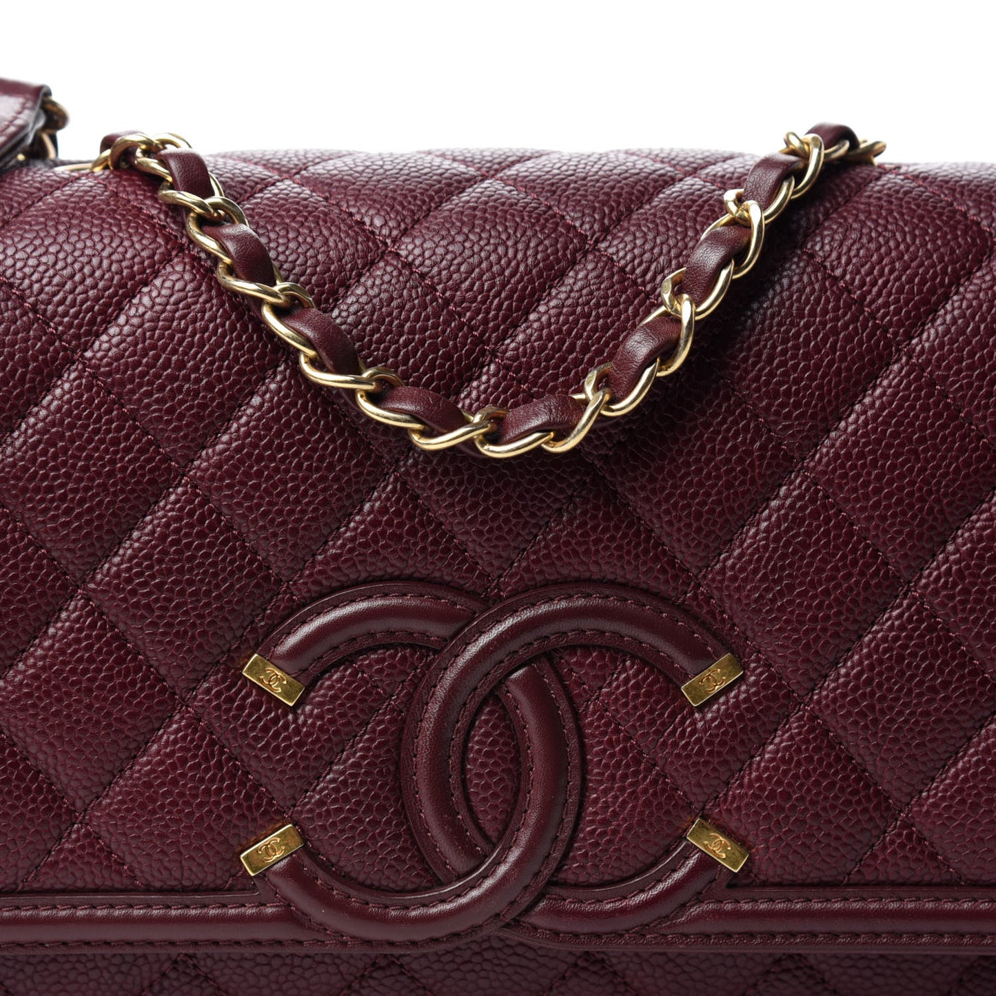 Caviar Quilted Medium CC Filigree Flap Burgundy
