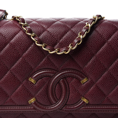 Chanel Caviar Quilted Medium CC Filigree Flap Burgundy 10 of 11