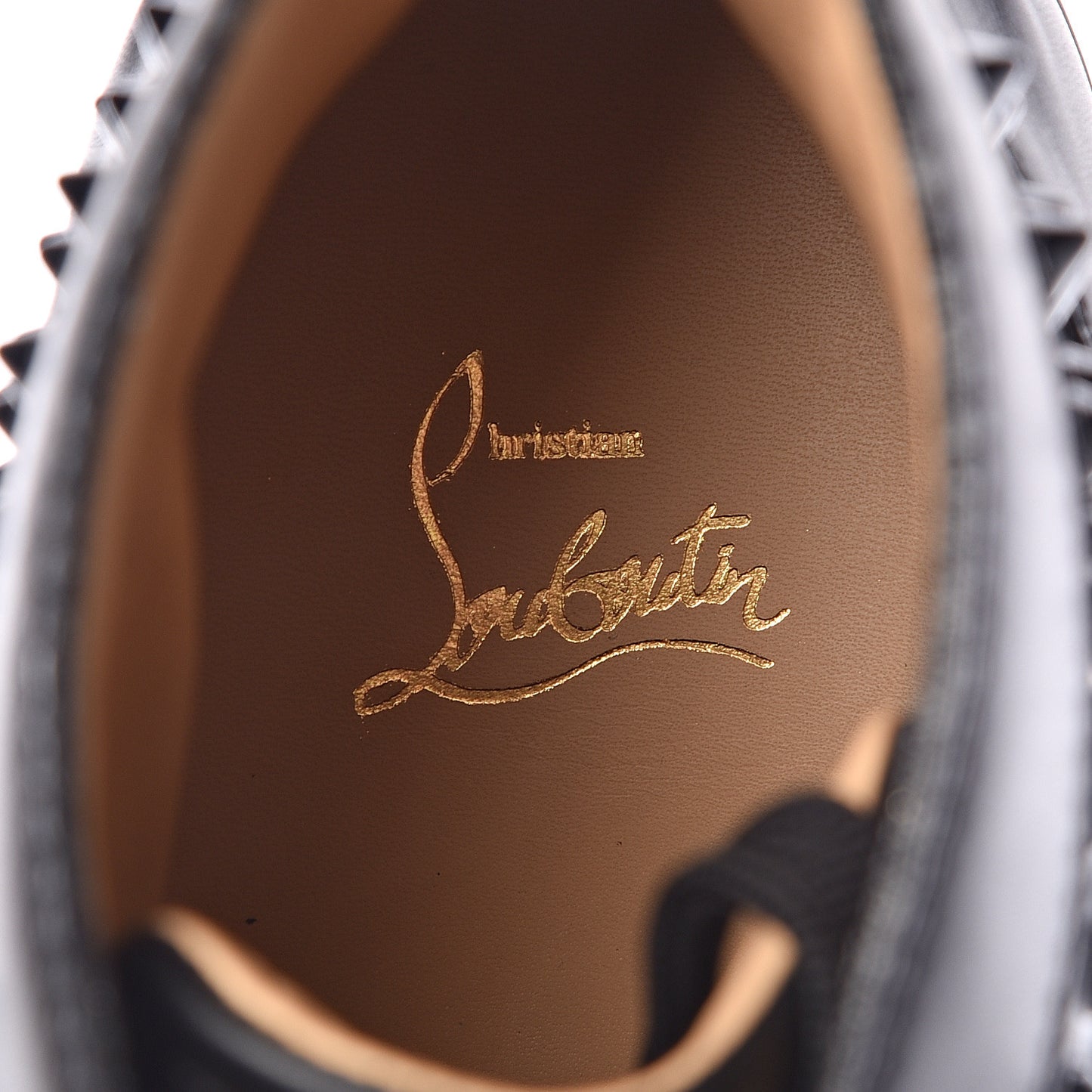 Calfskin Mens Louis Spikes Flat Sneakers 44.5 Black