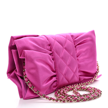 Chanel Satin Tie My Bow Flap Clutch With Chain Dark Pink 3 of 11