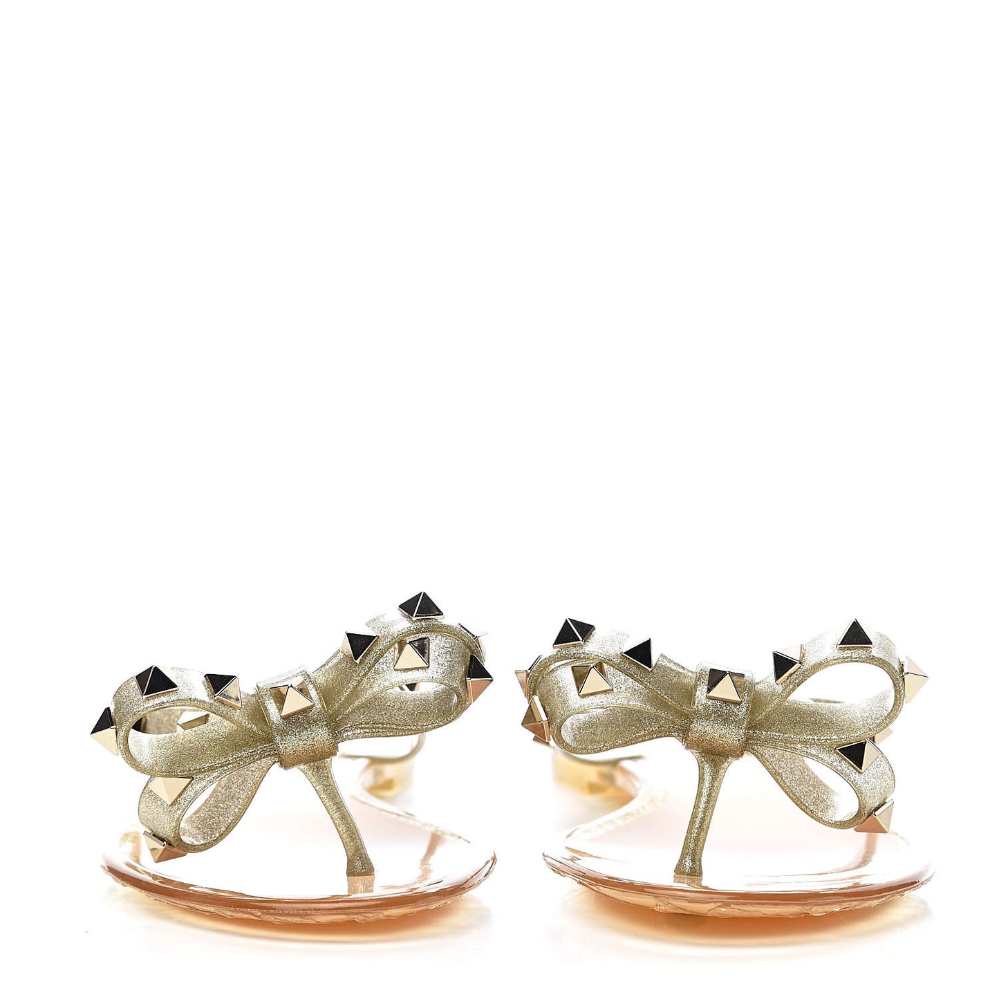 PVC Jelly Glitter Rockstud Bow Thong Sandals 35 Oro