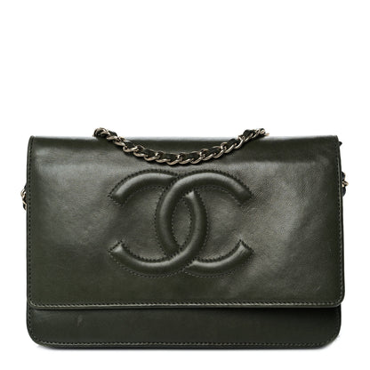 Chanel Lambskin Timeless CC Wallet On Chain WOC Khaki 1 of 9