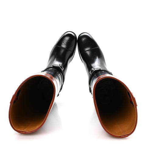 Calfskin Zelda Harness Riding Boots 39.5 Black Amber