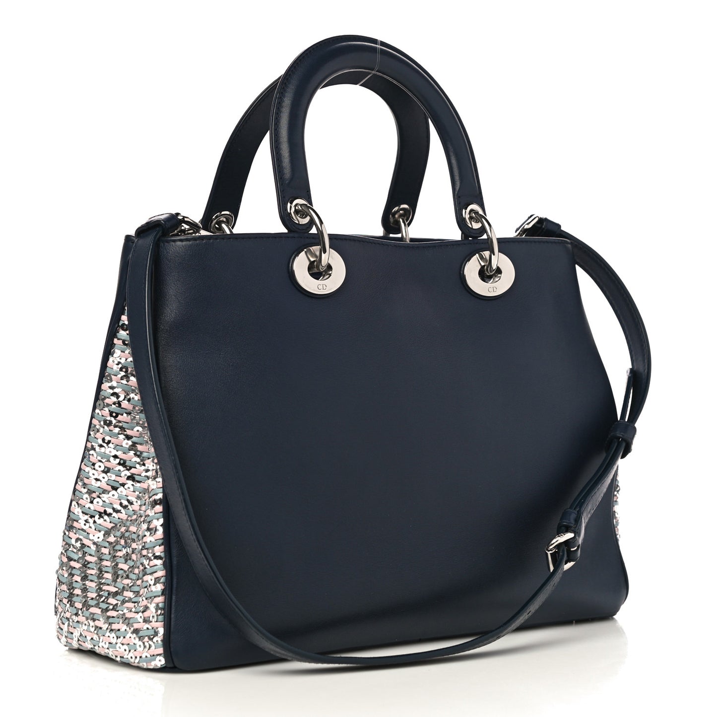 Smooth Calfskin Medium Embellished Diorissimo Bag Navy Multicolor