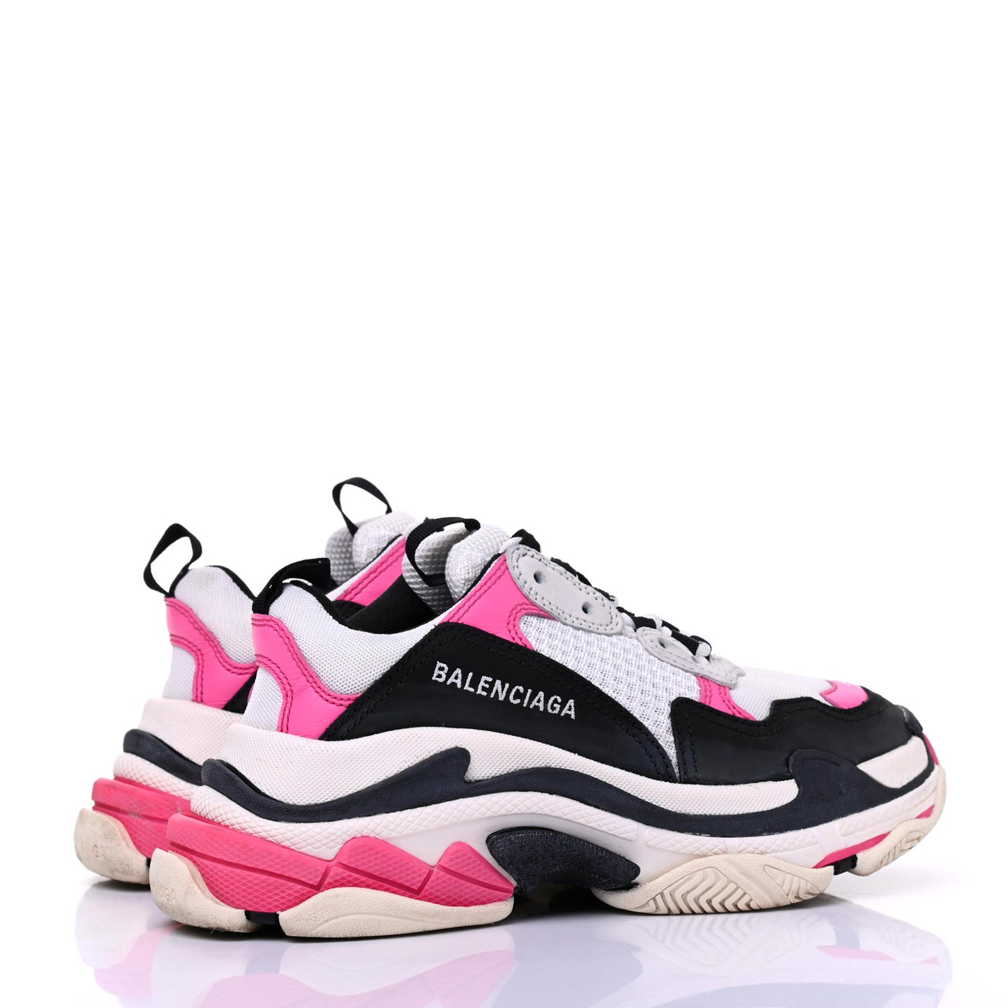 Fabric Mesh Womens Triple S Sneakers 36 Rose Fluo Black White