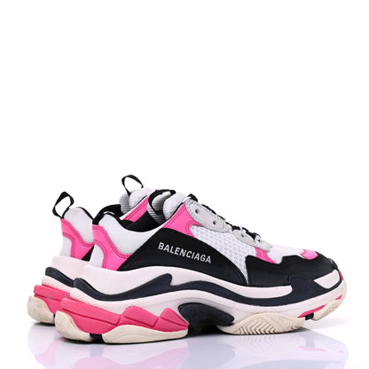 Balenciaga Fabric Mesh Womens Triple S Sneakers 36 Rose Fluo Black White 4 of 16