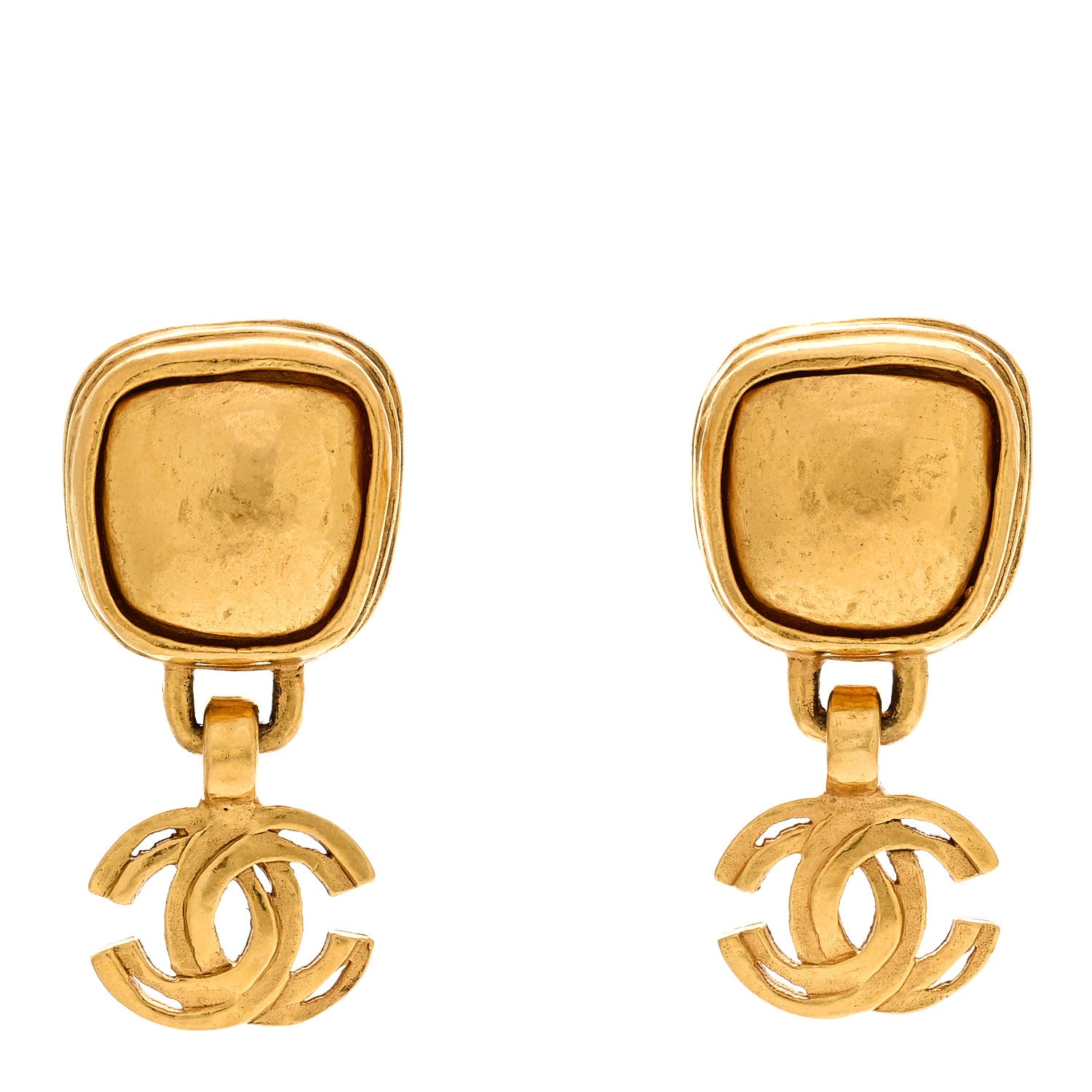 Chanel CC Drop Clip On Earrings Gold 1 of 5