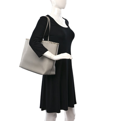 Valentino Garavani Grained Calfskin Rockstud Shoulder Tote Opal Grey 2 of 8