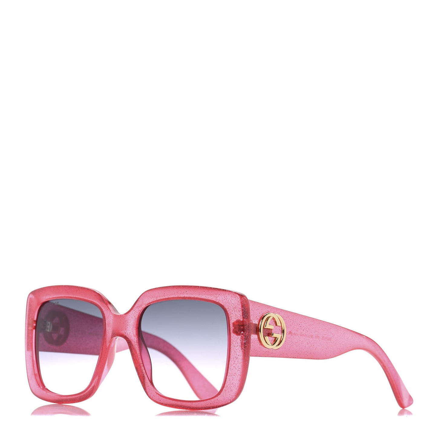 Acetate Square Frame Glitter GG0142SA Sunglasses Red Grey