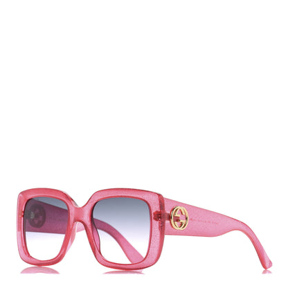 Gucci Acetate Square Frame Glitter GG0142SA Sunglasses Red Grey 1 of 6