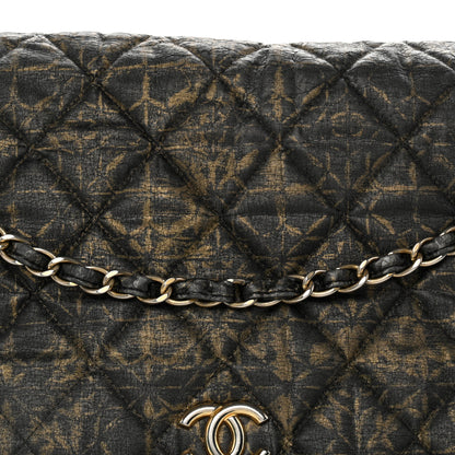 Chanel Nylon Printed Quilted Accordion Flap Black Gold 8 of 13