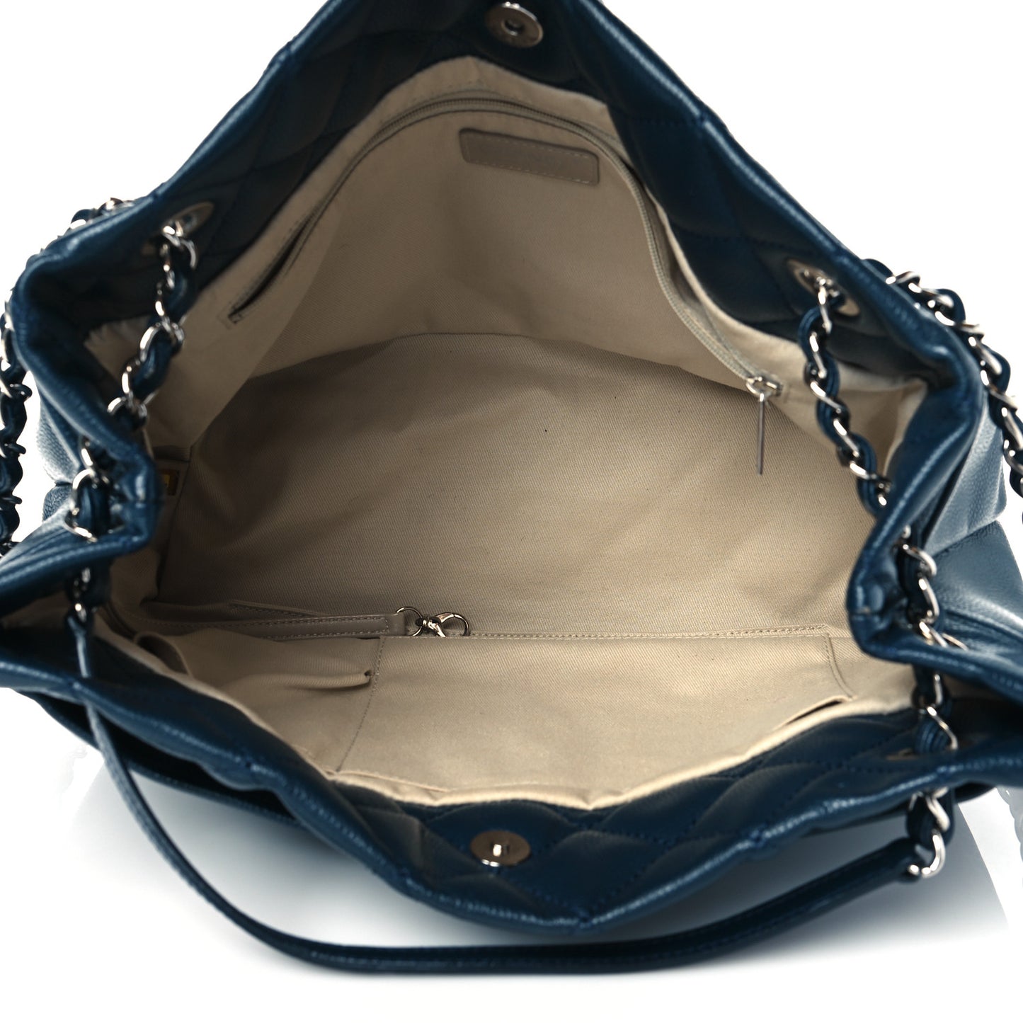 Caviar Quilted Timeless CC Soft Tote Navy Blue