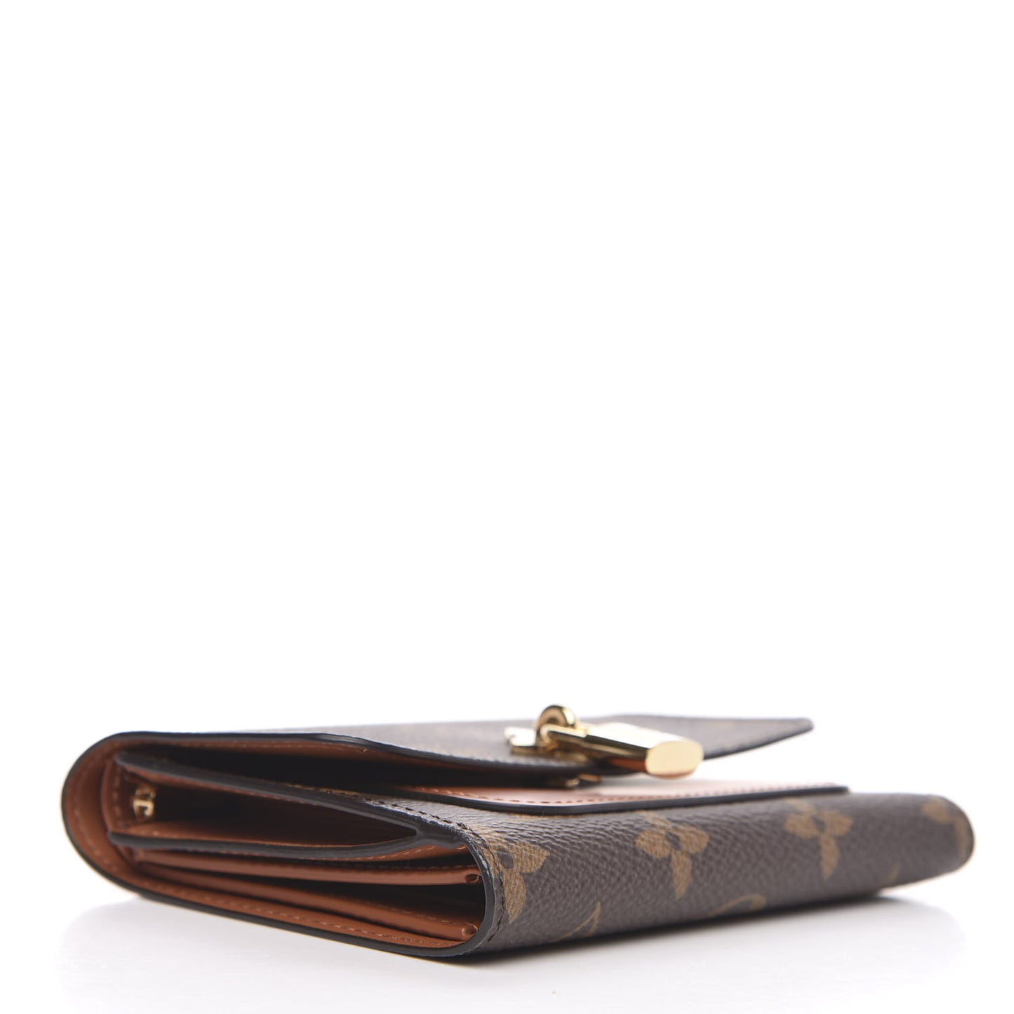 Monogram Flower Lock Compact Wallet Caramel