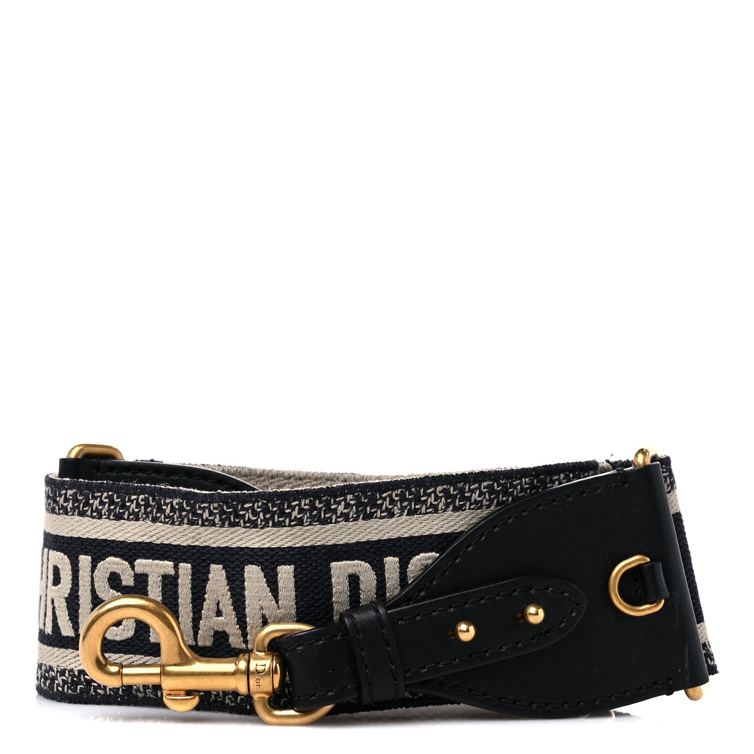 Christian Dior Canvas Embroidered Shoulder Strap Black 1 of 9