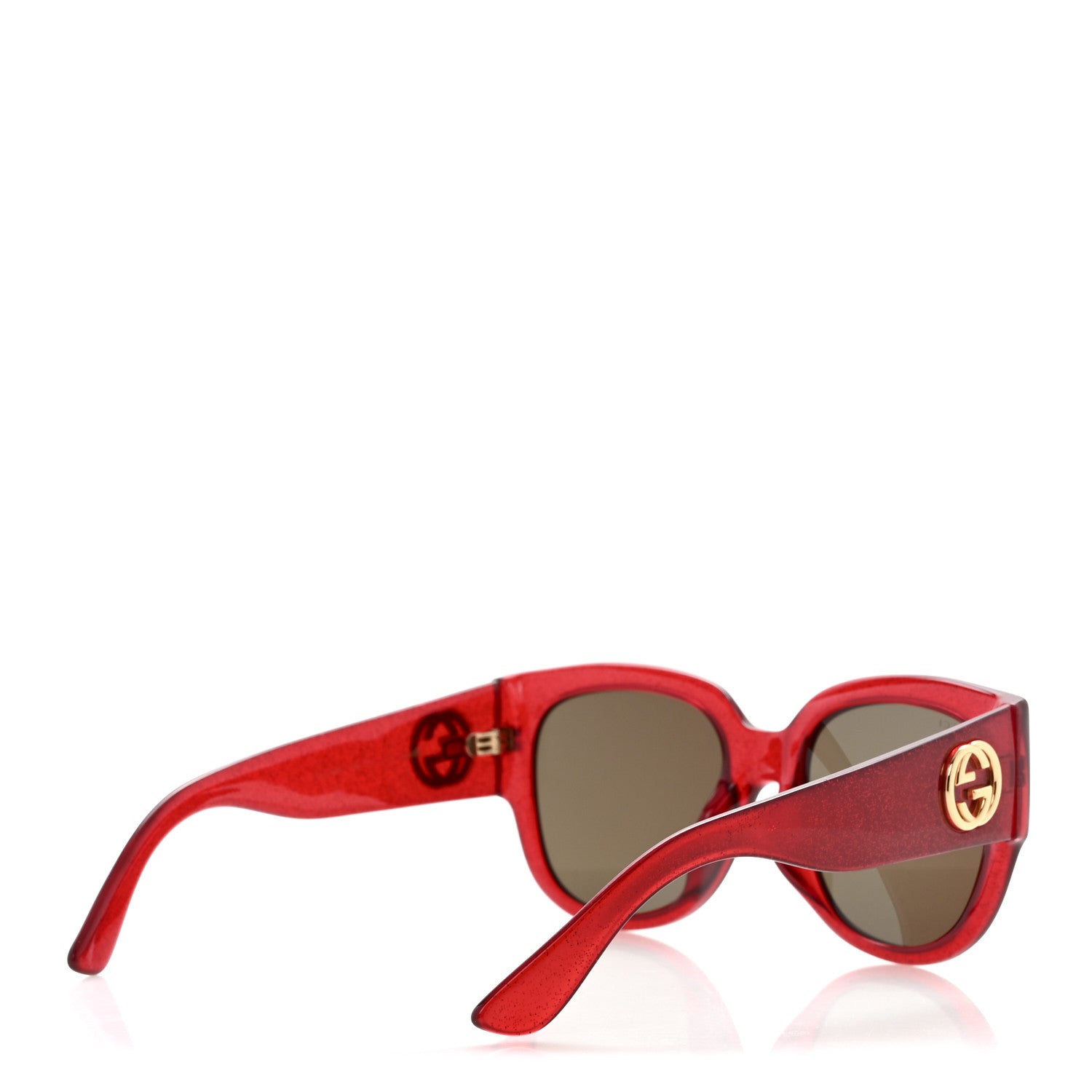 Gucci Acetate Glitter Round Frame Sunglasses GG0142SA Red 4 of 8