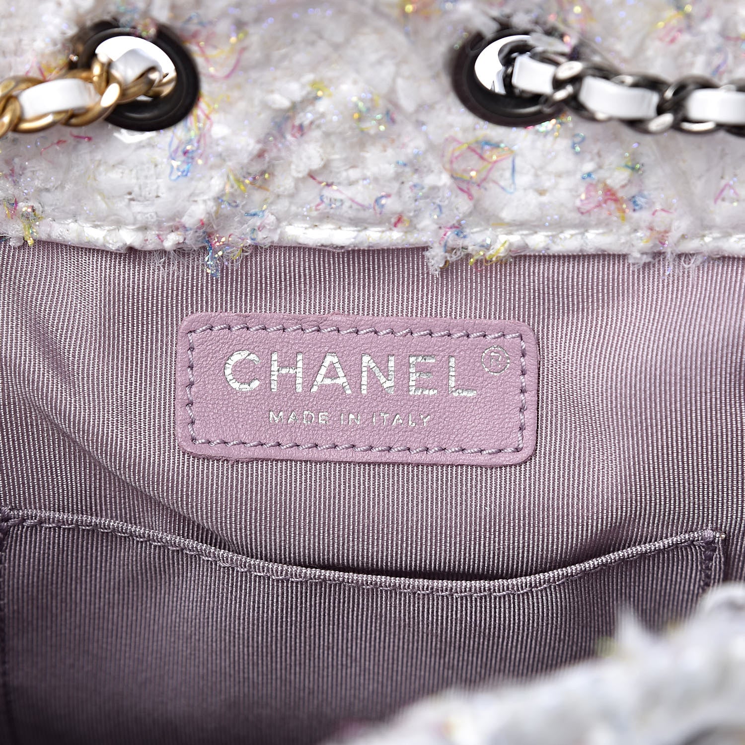 Chanel Tweed PVC Quilted Gabrielle Backpack White 6 of 11