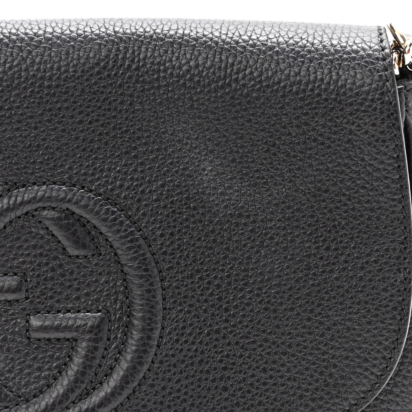 Pebbled Calfskin Medium Soho Flap Crossbody Black
