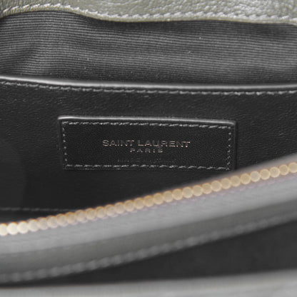 Saint Laurent Sheepskin Matelasse Chevron Monogram Medium College Bag Military Olive 6 of 9