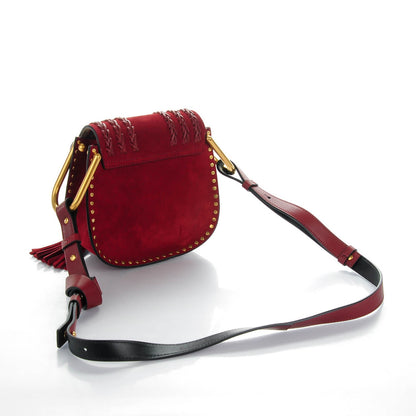 Chloe Suede Calfskin Braided Mini Hudson Shoulder Bag Sienna Red 3 of 7