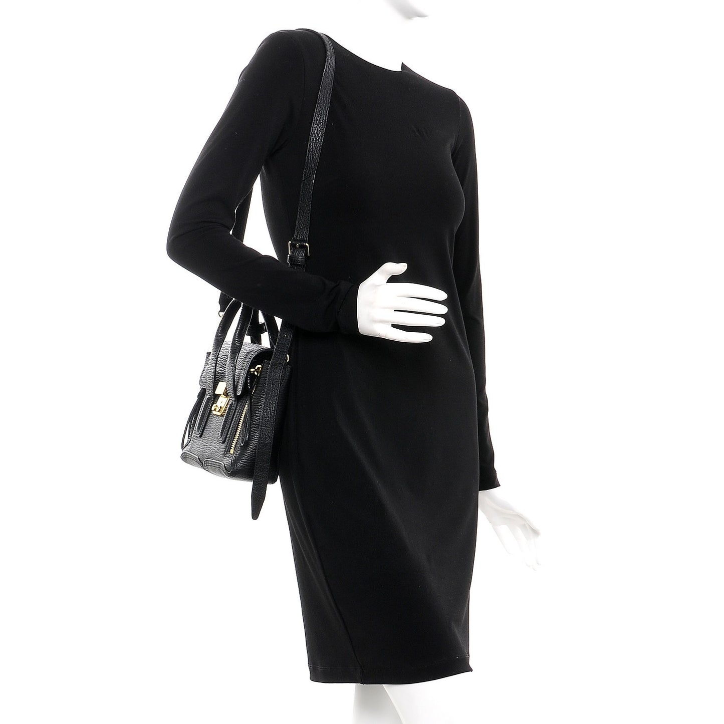 3.1 Textured Calfskin Mini Pashli Satchel Black