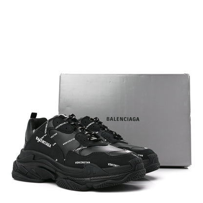 Balenciaga Technical Fabric Allover Logo Mens Triple S Sneakers 44 Black White 9 of 9