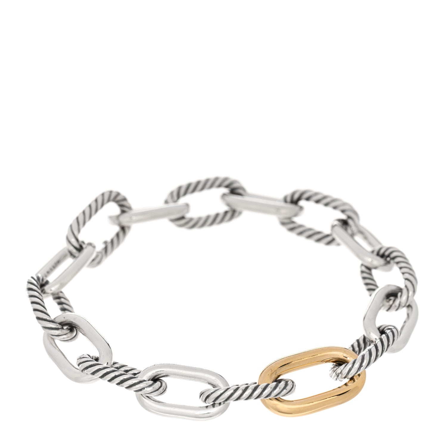 David Yurman Sterling Silver 18K Yellow Gold 11mm Madison Chain Bracelet 1 of 3