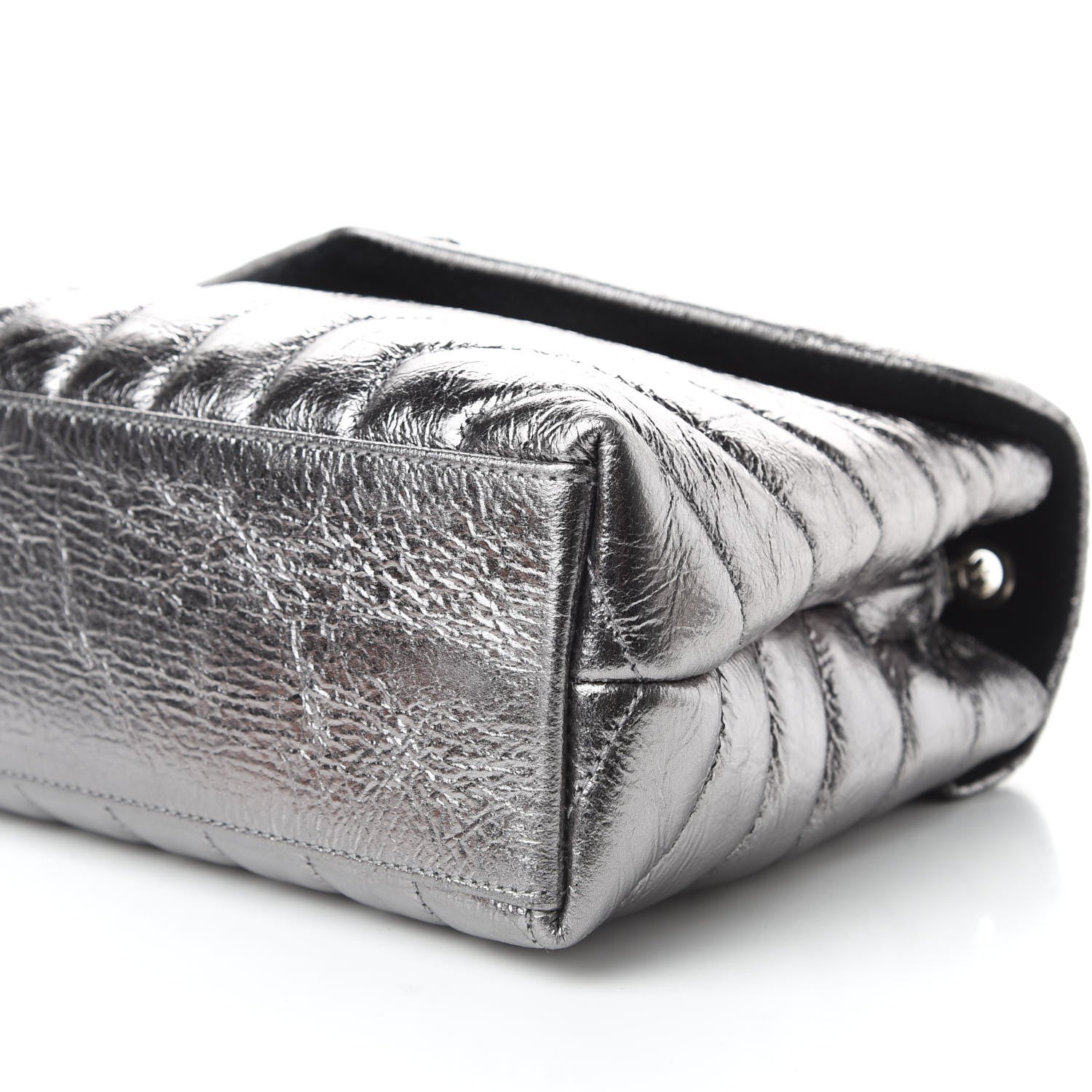 Saint Laurent Metallic Calfskin Y Quilted Monogram Small Loulou Chain Satchel Acciaio 8 of 10