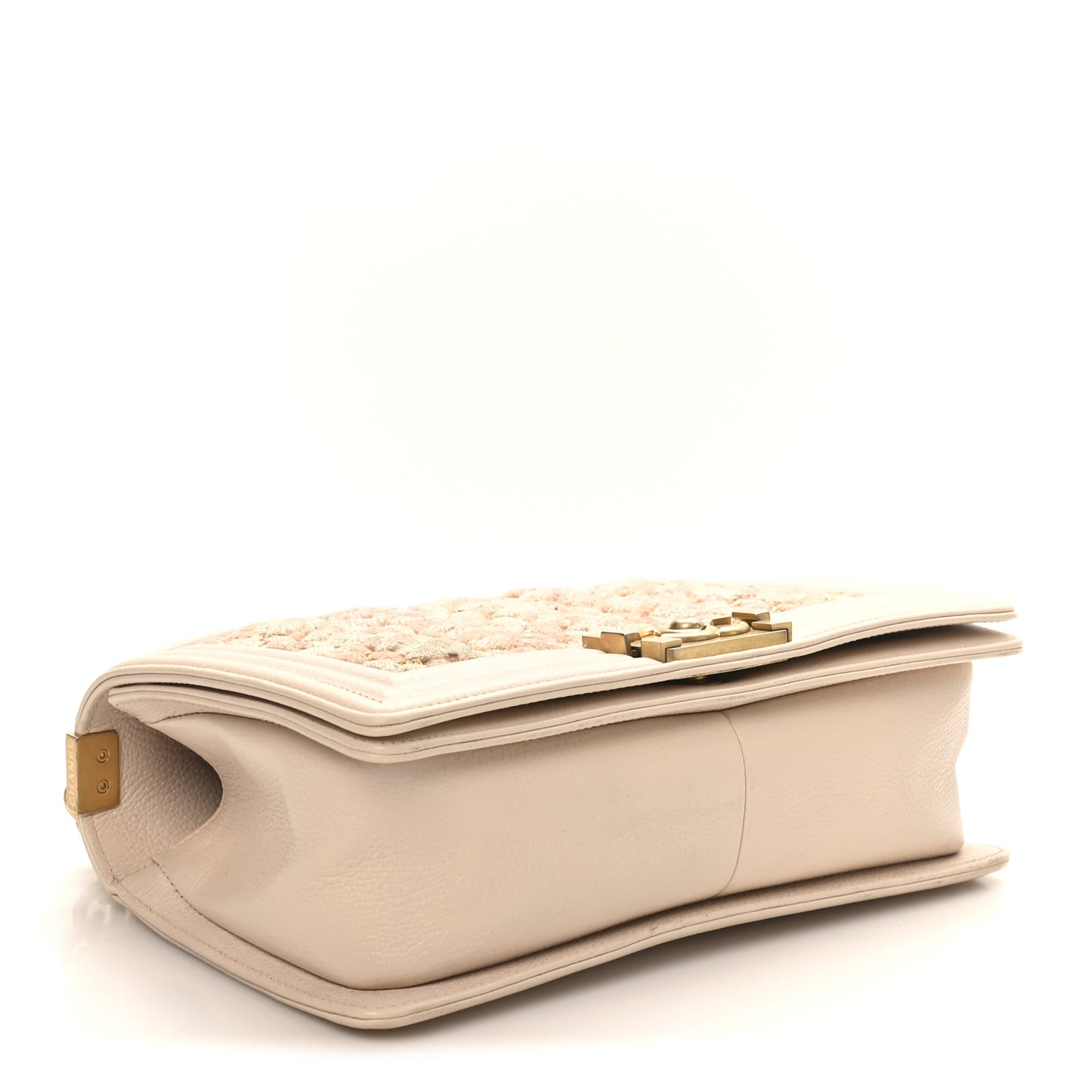 Braided Tweed Lambskin Medium Boy Flap Pink