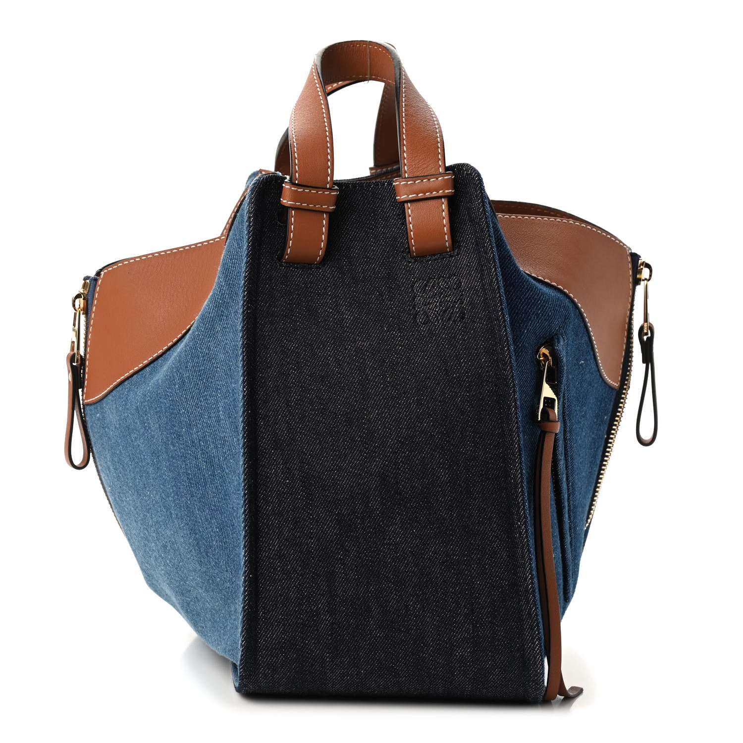 Loewe Calfskin Denim Small Hammock Shoulder Bag Blue Tan 1 of 8
