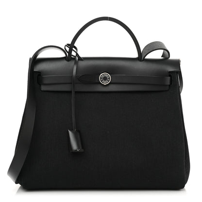 Hermes Military Toile Vache Hunter Herbag Zip PM 31 Black 3 of 11