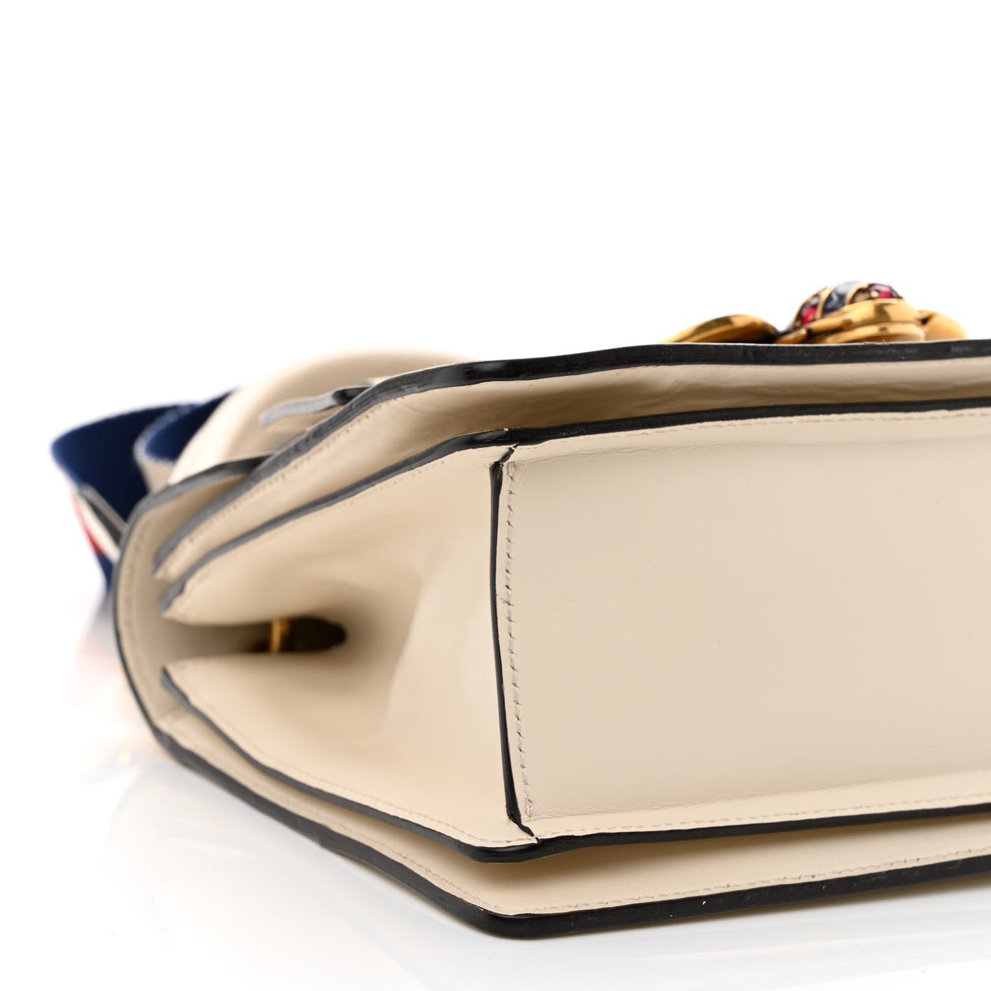 Calfskin Sylvie Web Small Queen Margaret Top Handle Bag White