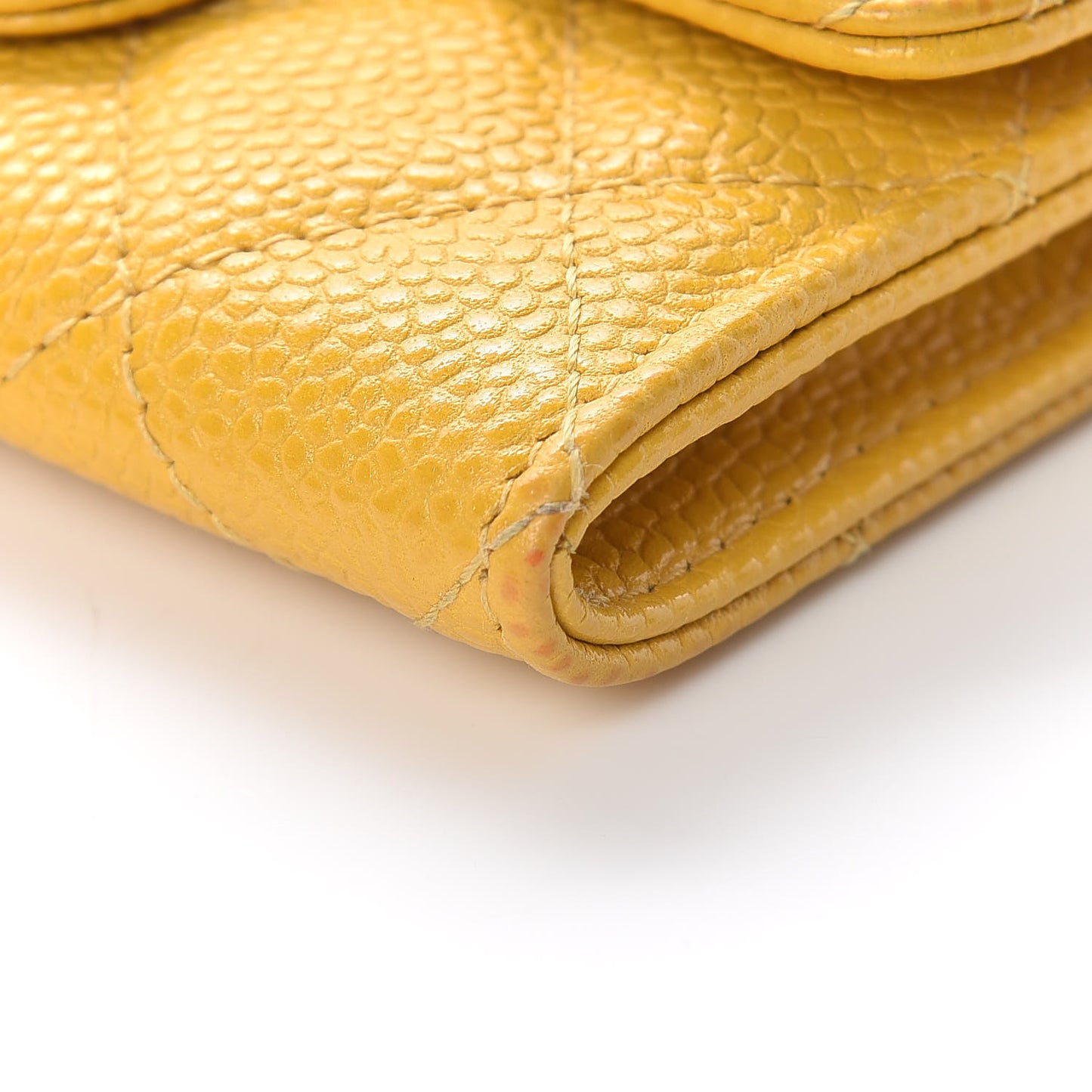 Caviar Quilted Flap Card Holder Yellow