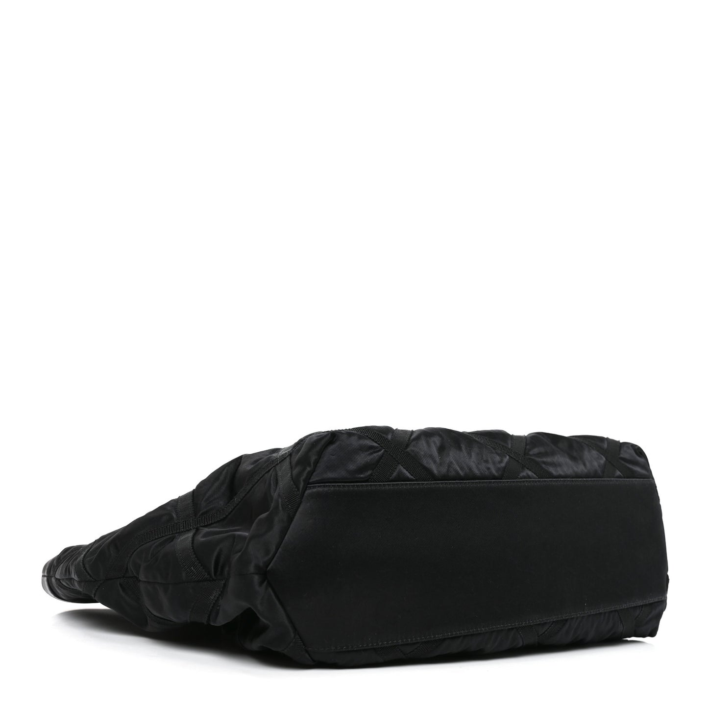 Nylon Grosgrain Quilted Lifestyle Shopping Tote Black