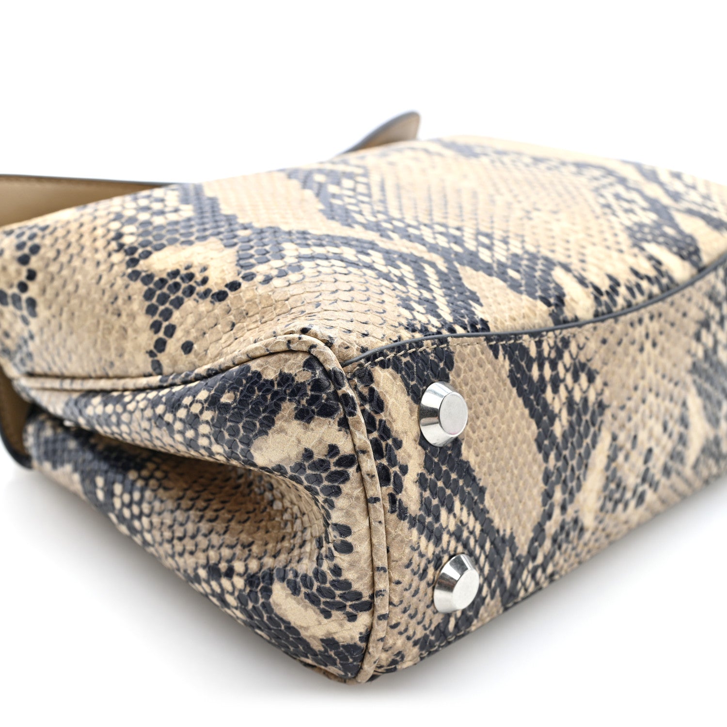 Balenciaga Snakeskin Embossed Calfskin Mini Rodeo Top Handle Handbag Natural 8 of 9