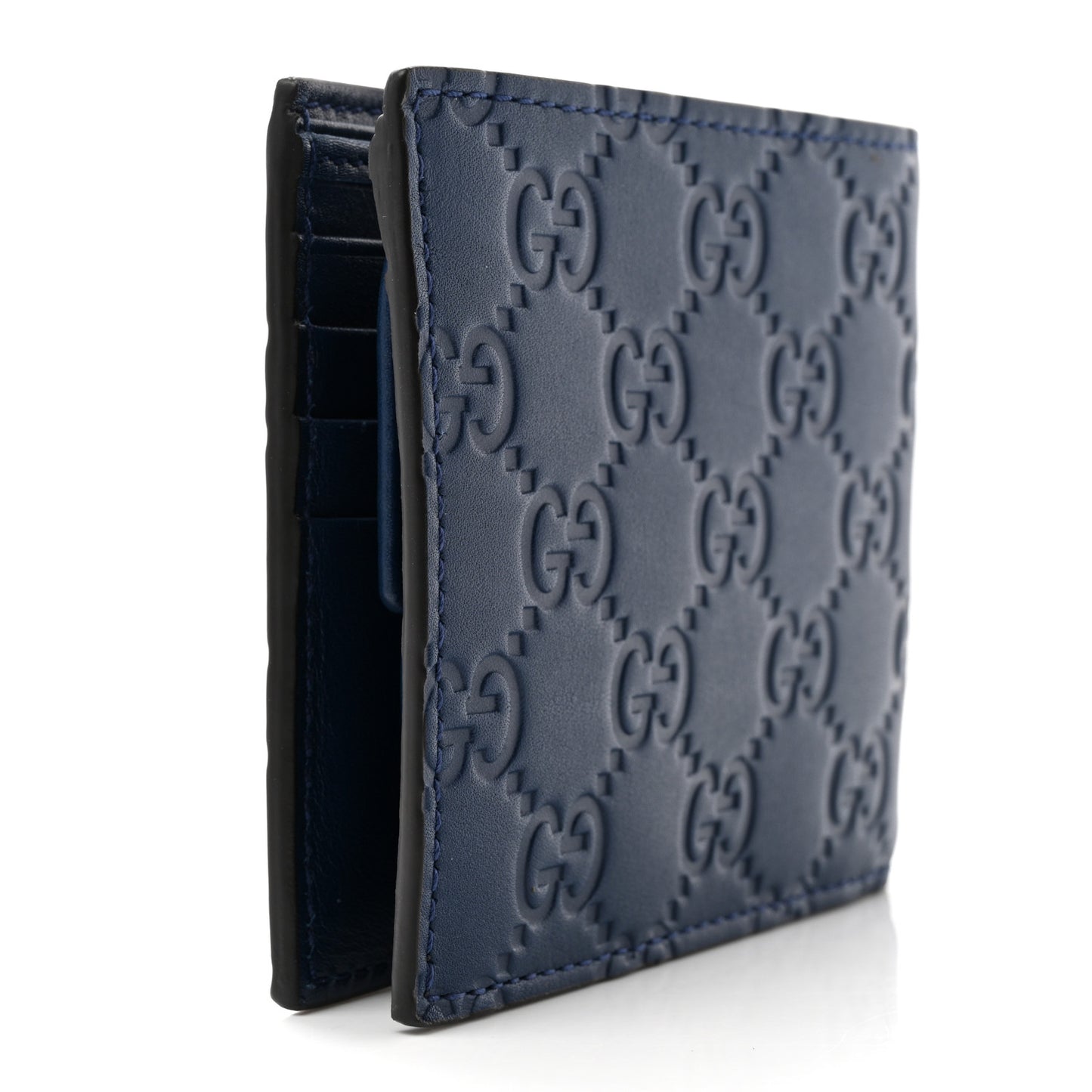 X MLB Guccissima Signature NY Yankees Embroidered Bi-Fold Wallet Royale Ivory