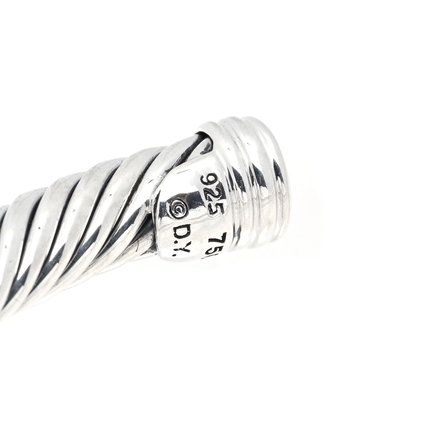 David Yurman Sterling Silver 18K White Gold Diamond 5mm Cable Classics Double Station Bracelet 4 of 4