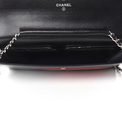 Chanel Lambskin Airlines Wallet On Chain WOC Blue Black Red 6 of 13