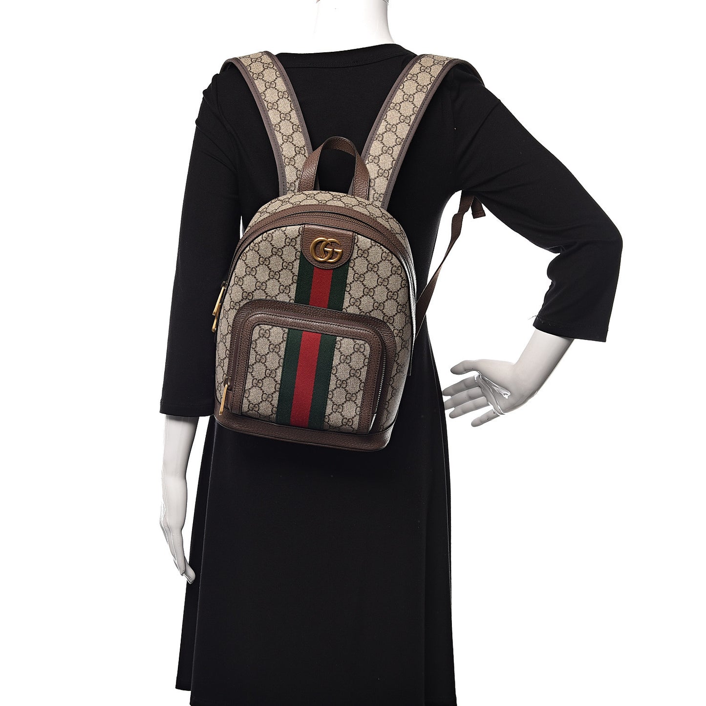 GG Supreme Monogram Calfskin Web Small Ophidia Day Backpack Beige Ebony New Acero